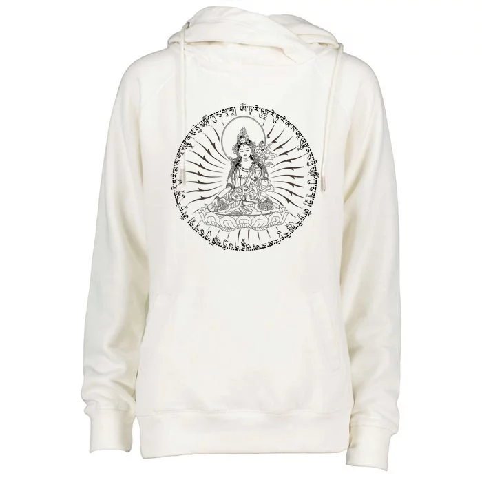 Buddha Green Tara Mantra Tibetan Buddhism Vajrayana Womens Funnel Neck Pullover Hood