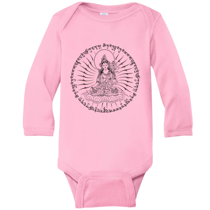 Buddha Green Tara Mantra Tibetan Buddhism Vajrayana Baby Long Sleeve Bodysuit