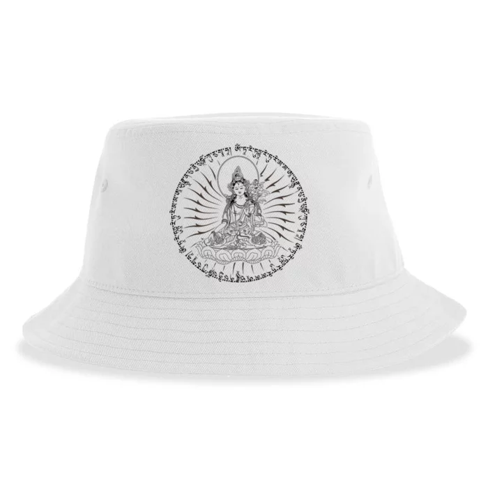 Buddha Green Tara Mantra Tibetan Buddhism Vajrayana Sustainable Bucket Hat