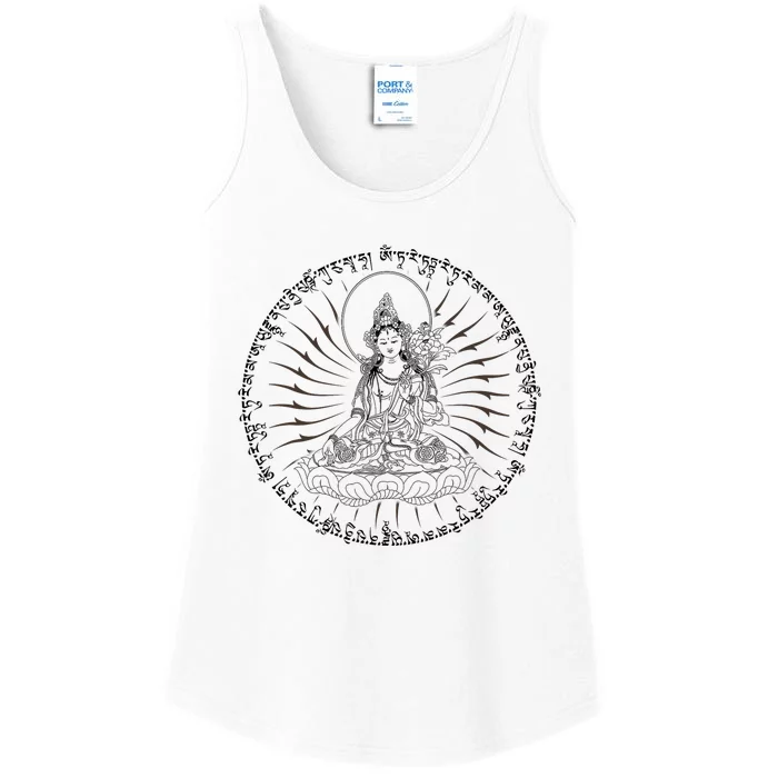 Buddha Green Tara Mantra Tibetan Buddhism Vajrayana Ladies Essential Tank