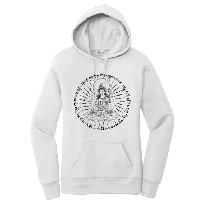 Buddha Green Tara Mantra Tibetan Buddhism Vajrayana Women's Pullover Hoodie