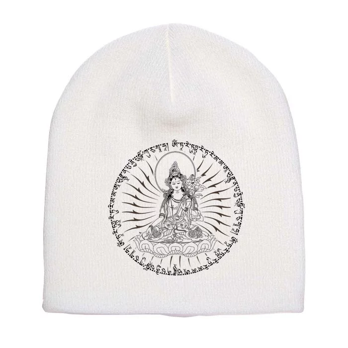 Buddha Green Tara Mantra Tibetan Buddhism Vajrayana Short Acrylic Beanie