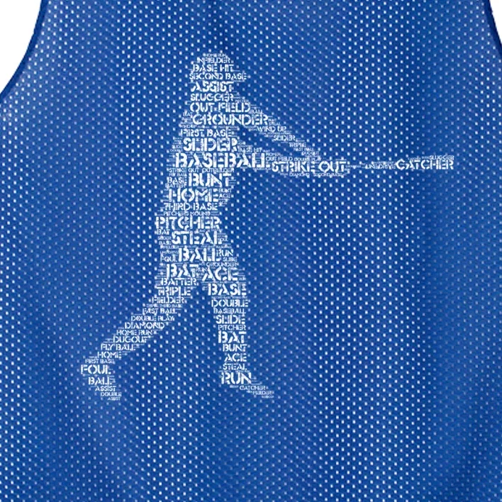 Baseball Gift Teens Word Cloud Silhouette Mesh Reversible Basketball Jersey Tank