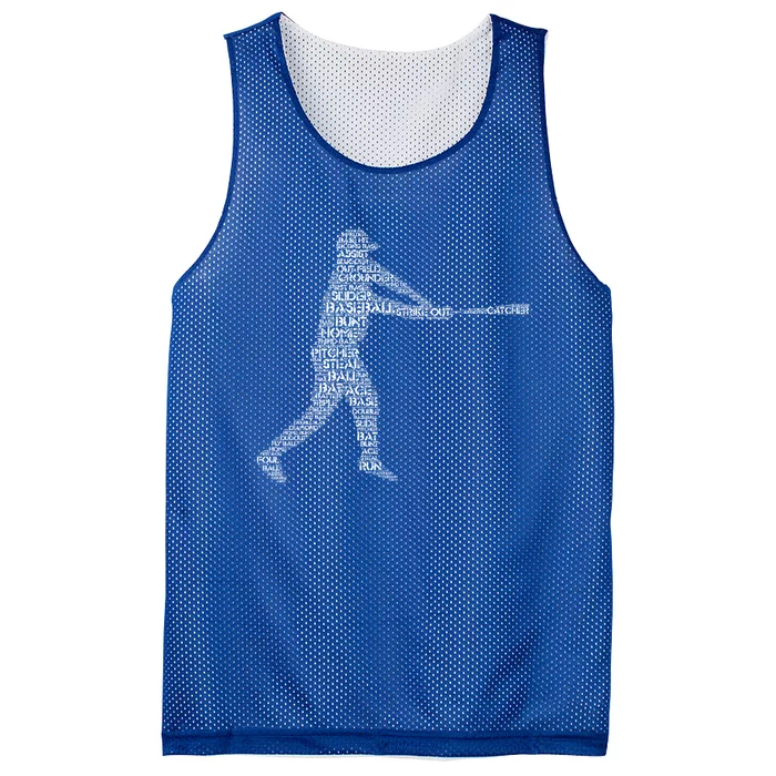 Baseball Gift Teens Word Cloud Silhouette Mesh Reversible Basketball Jersey Tank