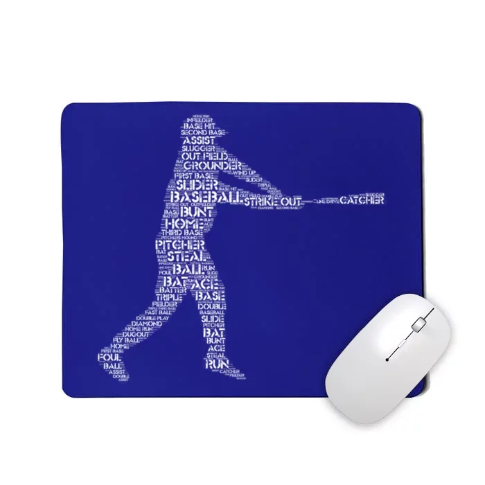 Baseball Gift Teens Word Cloud Silhouette Mousepad