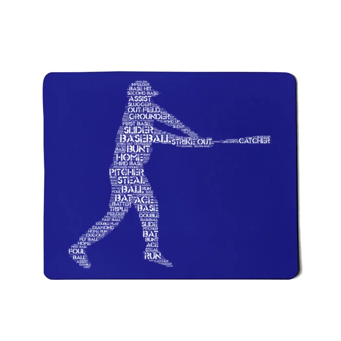 Baseball Gift Teens Word Cloud Silhouette Mousepad