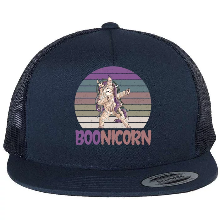 Boonicorn Ghost Unicorn Boo Retro Halloween Cool Gift Flat Bill Trucker Hat