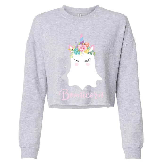 Boonicorn Ghost Unicorn Costume Gift Cropped Pullover Crew