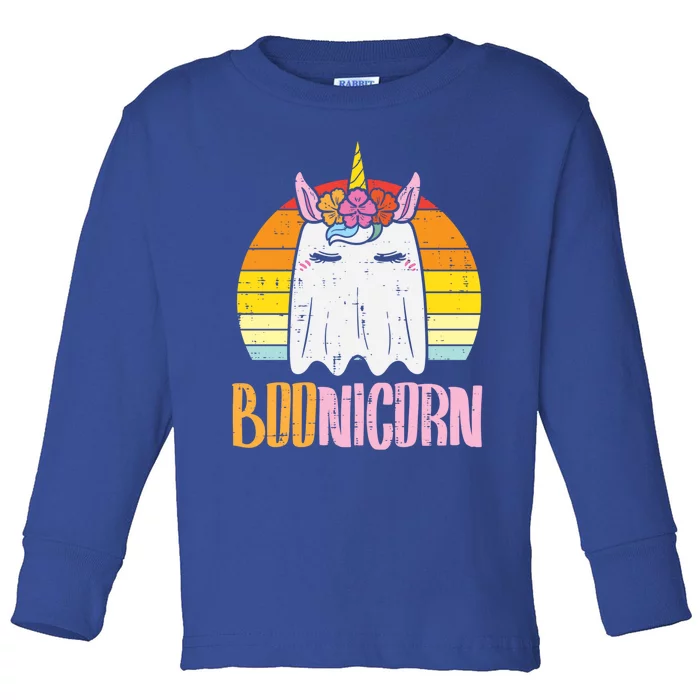 Boonicorn Ghost Unicorn Boo Retro Halloween Gift Toddler Long Sleeve Shirt