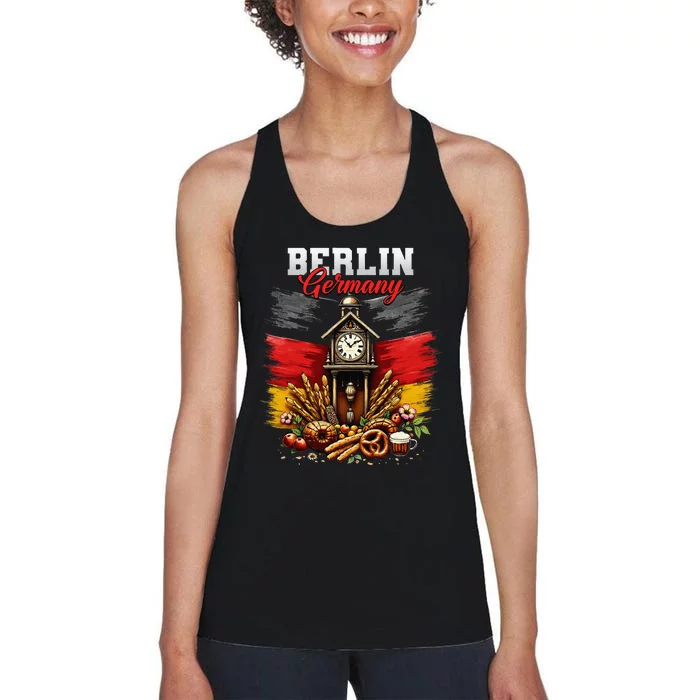 Berlin Germany Vacation Travel Souvenir German Flag Women's Racerback Tank