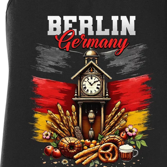 Berlin Germany Vacation Travel Souvenir German Flag Women's Racerback Tank