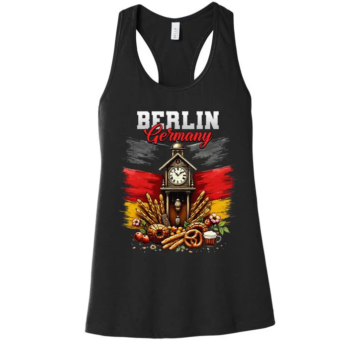 Berlin Germany Vacation Travel Souvenir German Flag Women's Racerback Tank