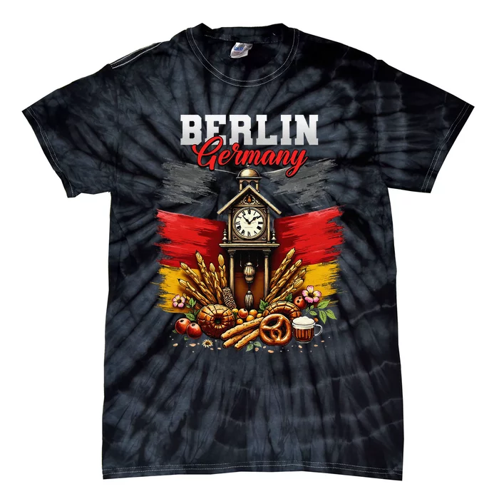 Berlin Germany Vacation Travel Souvenir German Flag Tie-Dye T-Shirt