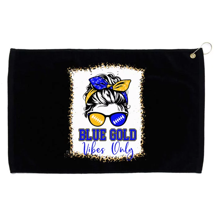 Blue Gold Vibes Only Football Women Leopard Football Grommeted Golf Towel