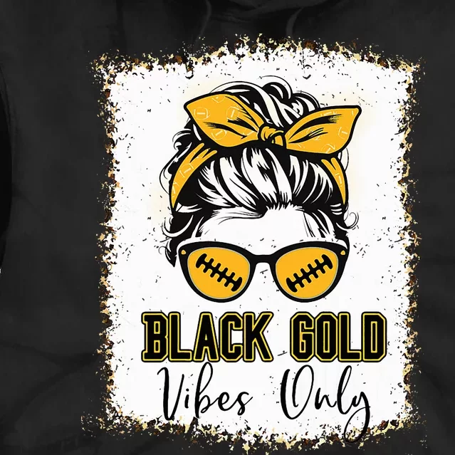 Black Gold Vibes Only Football Women Leopard Football Tie Dye Hoodie