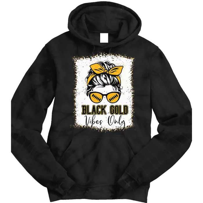 Black Gold Vibes Only Football Women Leopard Football Tie Dye Hoodie