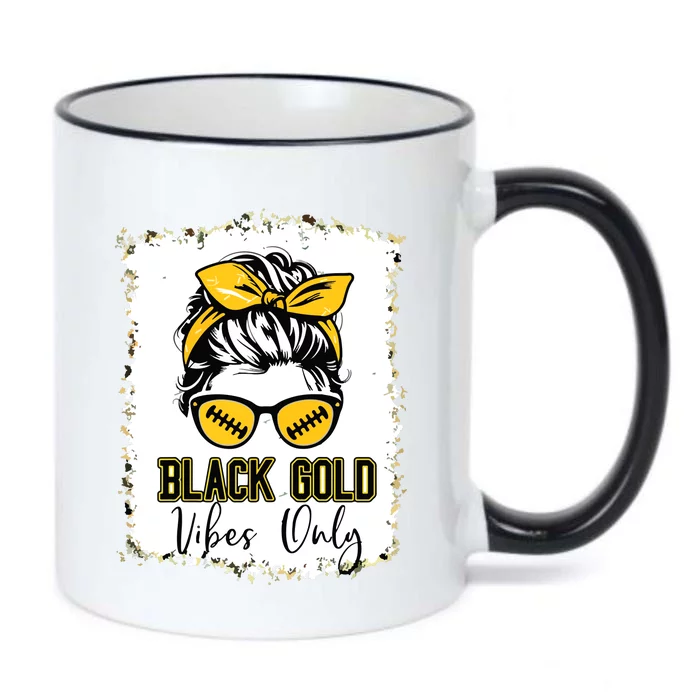 Black Gold Vibes Only Football Women Leopard Football Black Color Changing Mug