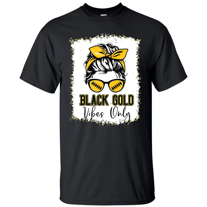 Black Gold Vibes Only Football Women Leopard Football Tall T-Shirt