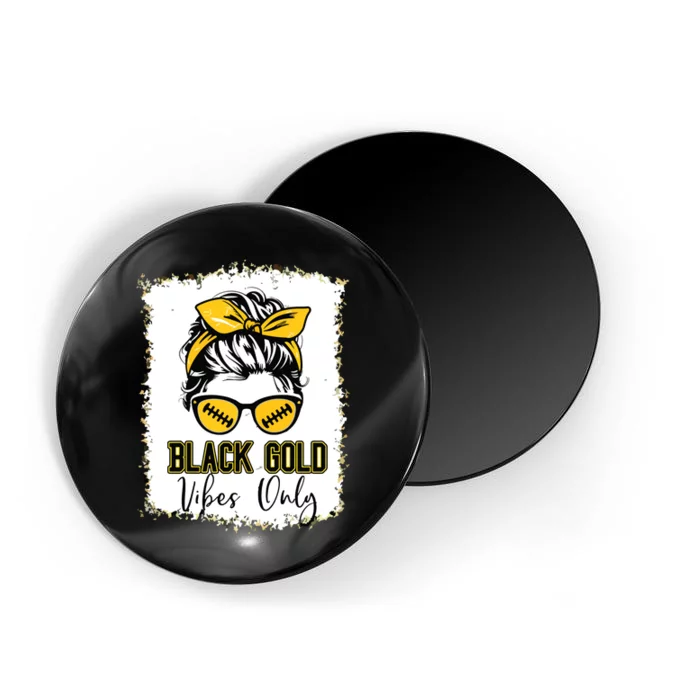 Black Gold Vibes Only Football Women Leopard Football Magnet