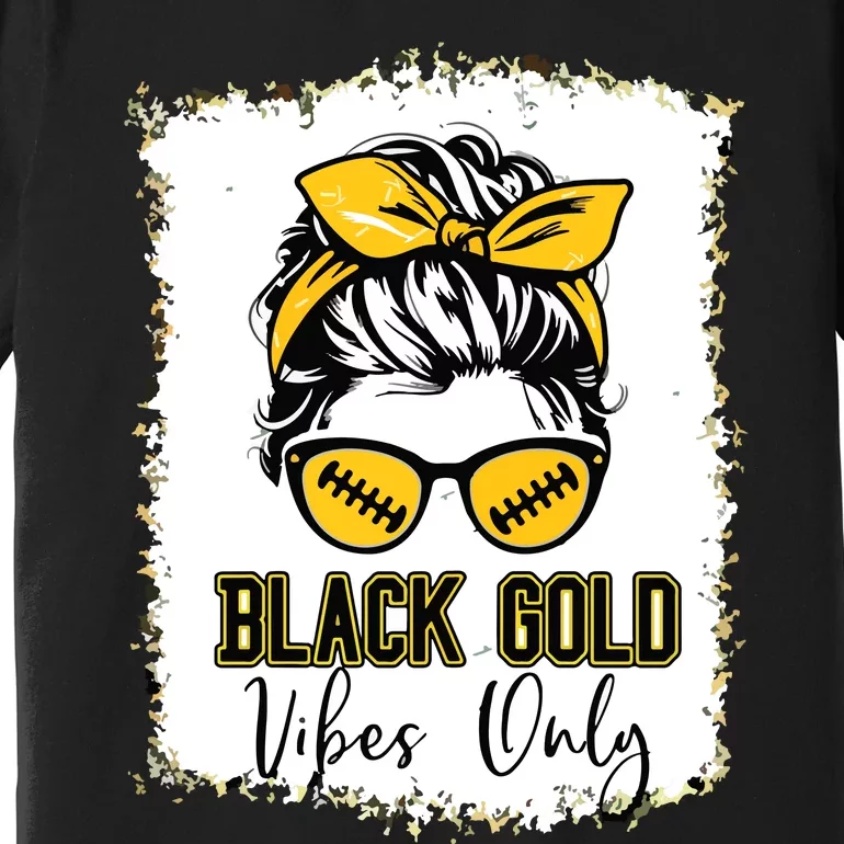 Black Gold Vibes Only Football Women Leopard Football Premium T-Shirt