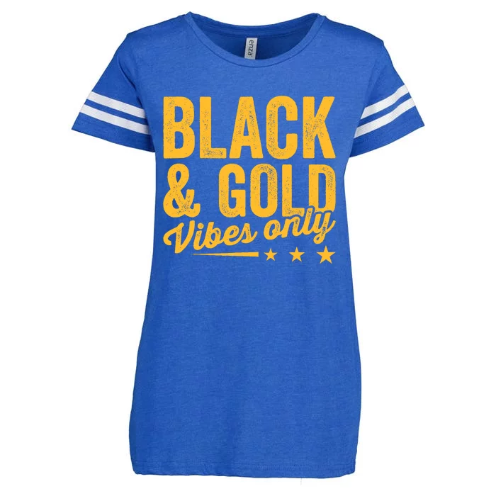 Black Gold Vibes Only Game Day Group High School Football Enza Ladies Jersey Football T-Shirt