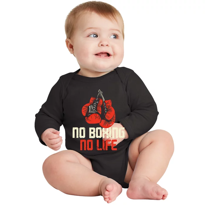 Boxing Gloves Vintage No Boxing No Life Gift Baby Long Sleeve Bodysuit