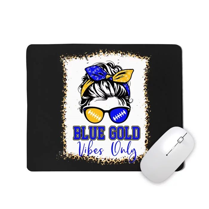 Blue Gold Vibes Only Football Leopard Football Mousepad