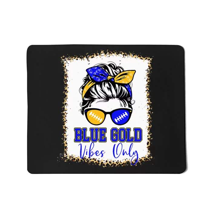 Blue Gold Vibes Only Football Leopard Football Mousepad