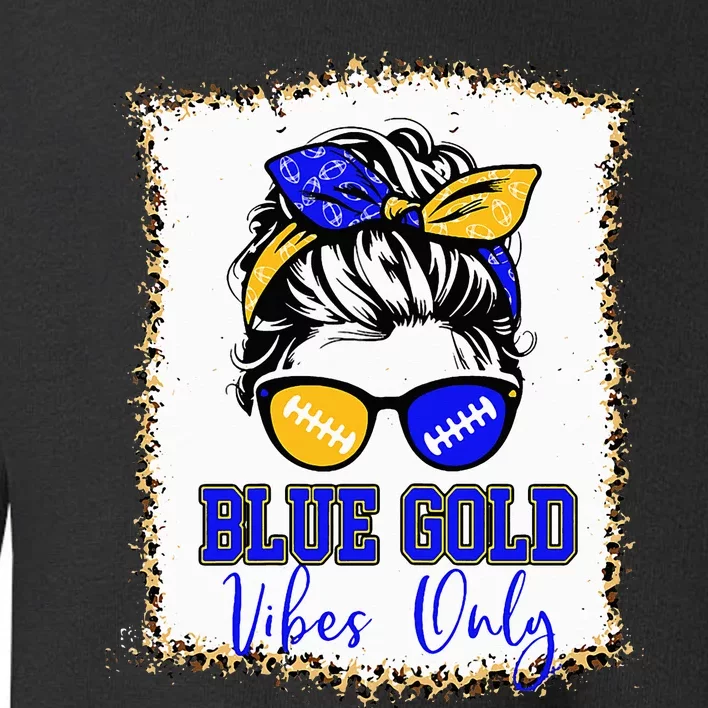 Blue Gold Vibes Only Football Leopard Football Toddler Sweatshirt