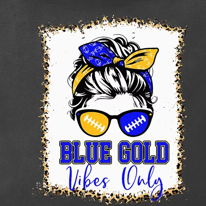 Blue Gold Vibes Only Football Leopard Football Zip Tote Bag