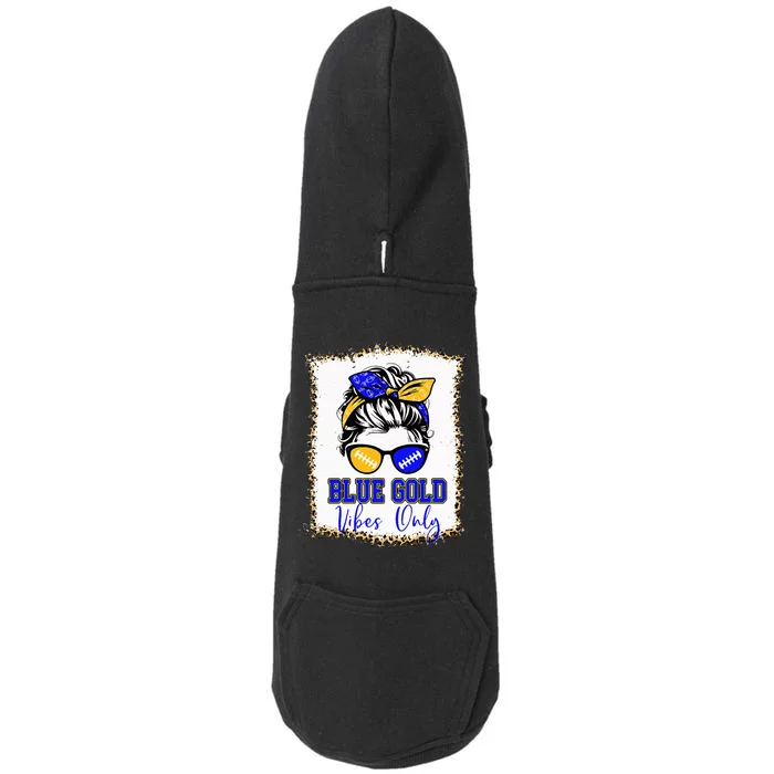 Blue Gold Vibes Only Football Women Leopard Football Doggie 3-End Fleece Hoodie