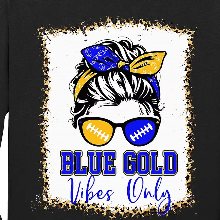 Blue Gold Vibes Only Football Women Leopard Football Tall Long Sleeve T-Shirt