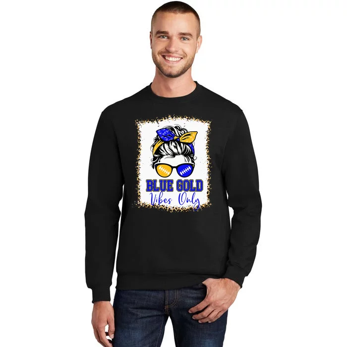 Blue Gold Vibes Only Football Women Leopard Football Tall Sweatshirt