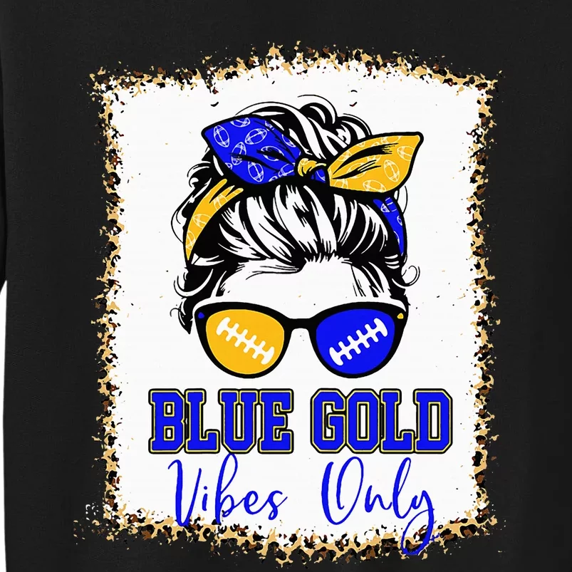 Blue Gold Vibes Only Football Women Leopard Football Tall Sweatshirt