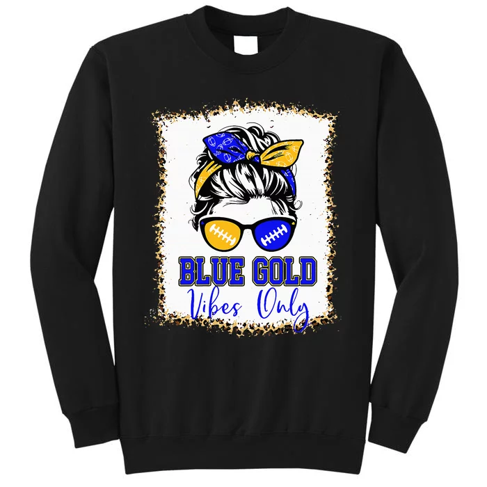 Blue Gold Vibes Only Football Women Leopard Football Tall Sweatshirt