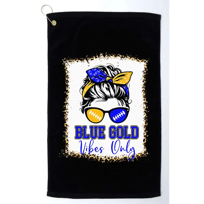 Blue Gold Vibes Only Football Women Leopard Football Platinum Collection Golf Towel