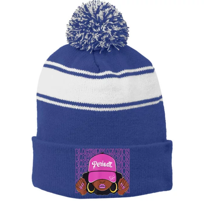 Black Girl Variation Hyper Violet 4s Matching Stripe Pom Pom Beanie