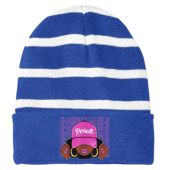 Black Girl Variation Hyper Violet 4s Matching Striped Beanie with Solid Band