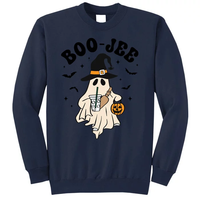 Boojee Ghost With Coffee In Witch Hat Halloween Ghost Boo Gift Tall Sweatshirt