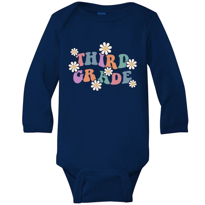 Boho Groovy Wavy Third Grade Cute Gift Baby Long Sleeve Bodysuit