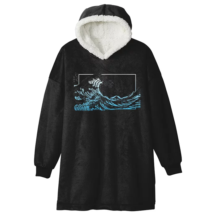 Blue Great Wave Off Kanagawa Hooded Wearable Blanket