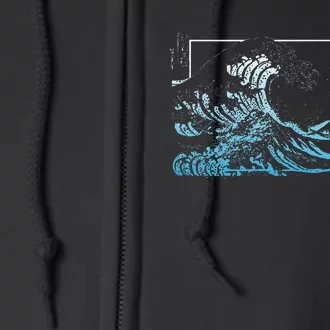 Blue Great Wave Off Kanagawa Full Zip Hoodie