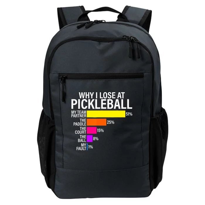 Best Gift Why I Lose At Pickleball Funny Pickleball Humor For Sport Fan Daily Commute Backpack