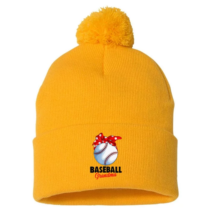 Baseball Grandma Women Pom Pom 12in Knit Beanie