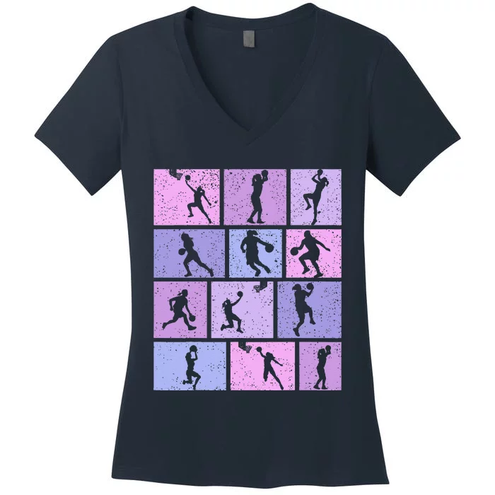 Basketball Girl Women Women's V-Neck T-Shirt