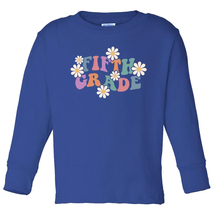 Boho Groovy Wavy Fifth Grade Gift Toddler Long Sleeve Shirt