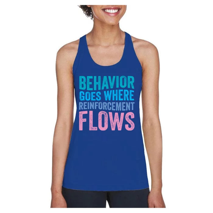 Behavior Goes Where Reinforcement Flows Behavior Analyst Gift Women's Racerback Tank