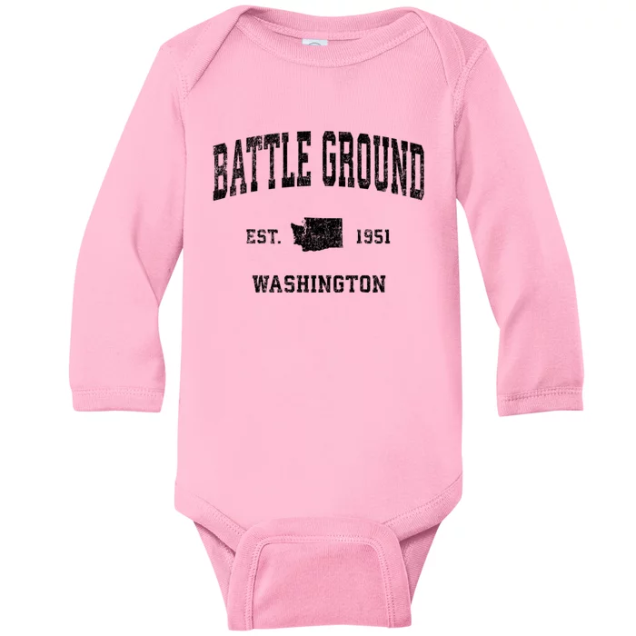 Battle Ground Washington Wa Vintage Sports Baby Long Sleeve Bodysuit