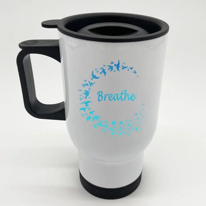 Breathe Gym Yoga Great Gift Just Breathe Inhale Exhale Front & Back Stainless Steel Travel Mug