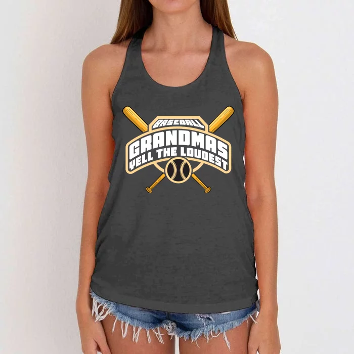 Baseball Grandmas Yell The Loudest Women's Knotted Racerback Tank